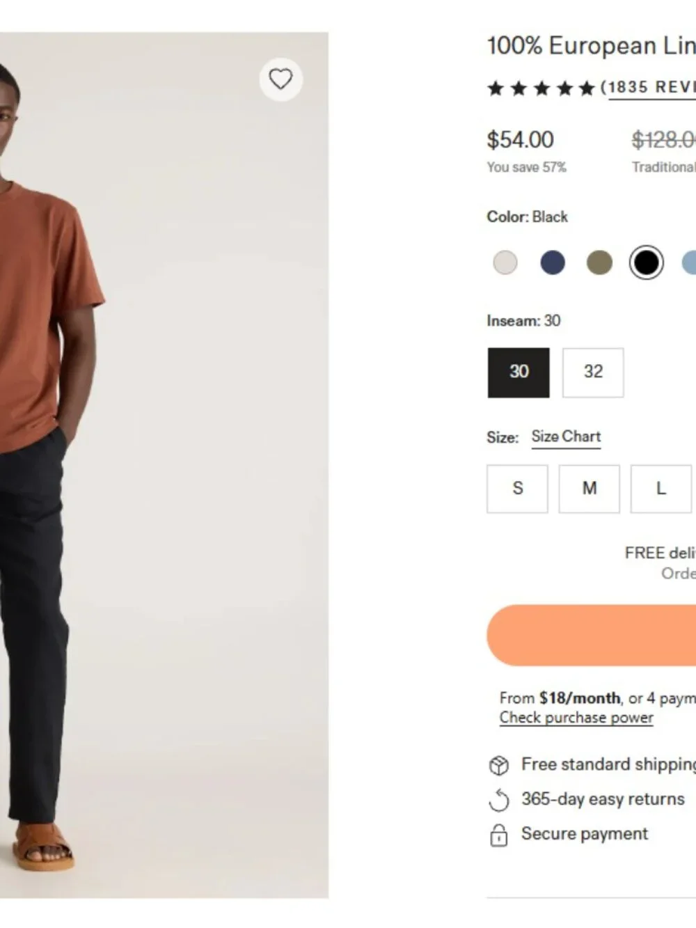 Quince Men's 100% European Linen Pants - Medium